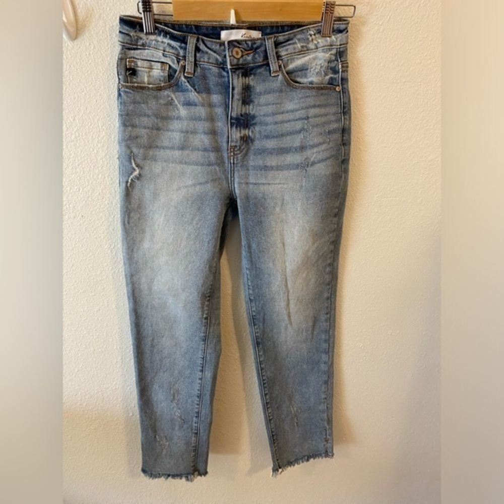 Kancan Womens Light Blue Distressed Jeans Size 27